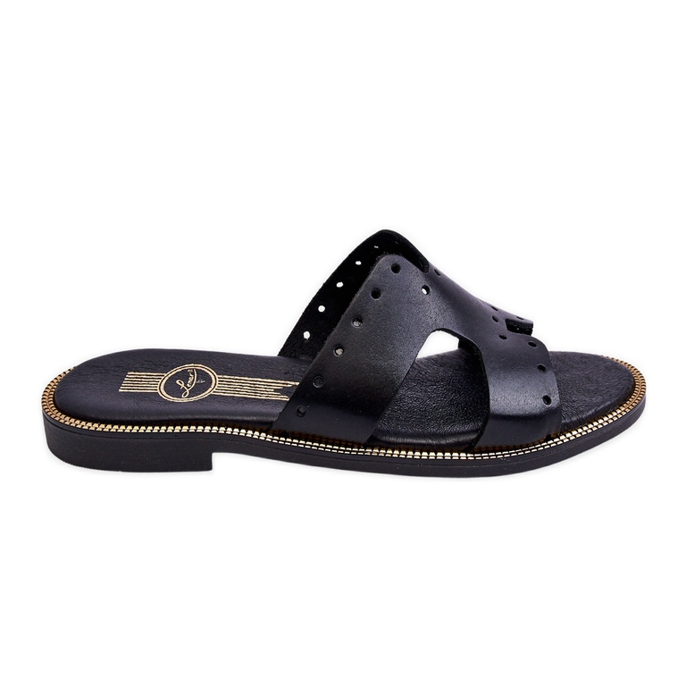 Lemar Chaussons Femme Avec Découpes Décoratives Noir Emily le noir