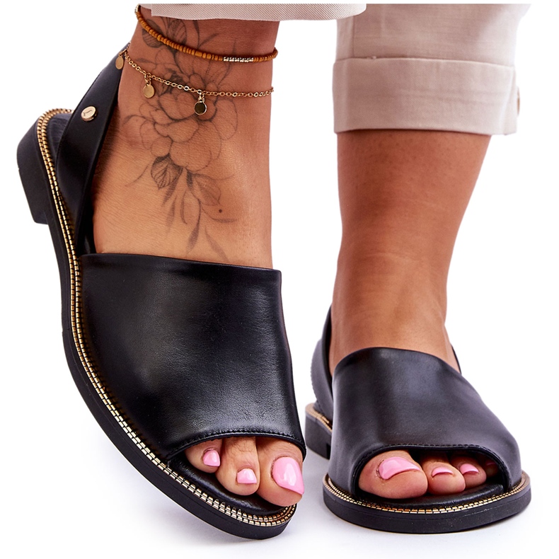 Lemar Sandales à enfiler en cuir noir Alivia le noir