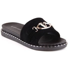 Vinceza W 30183 pantoufles noires avec décoration