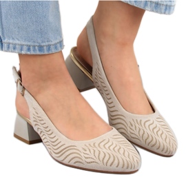 Sandales à talon en daim beige pour femme Jezzi RMR2263-4