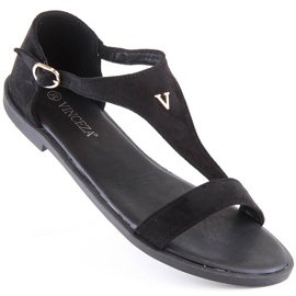 Sandales plates en daim Vinceza W 17270 noir le noir