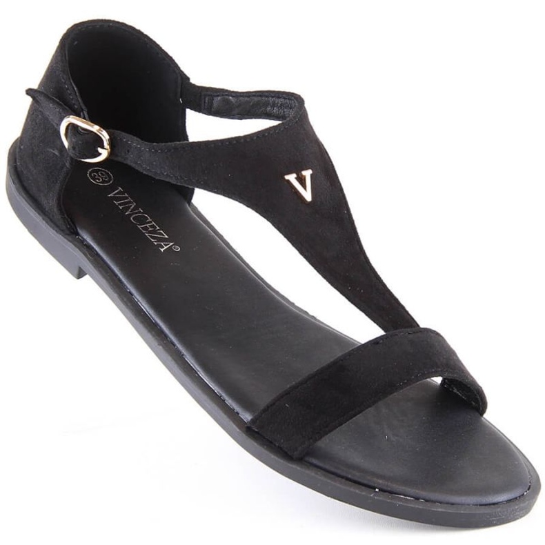 Sandales plates en daim Vinceza W 17270 noir le noir