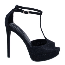 BM Escarpins compensés à bout ouvert Mardy Noir