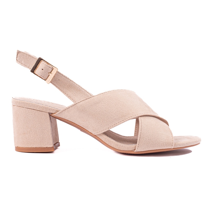 Sandales à talons en daim beige Shelovet
