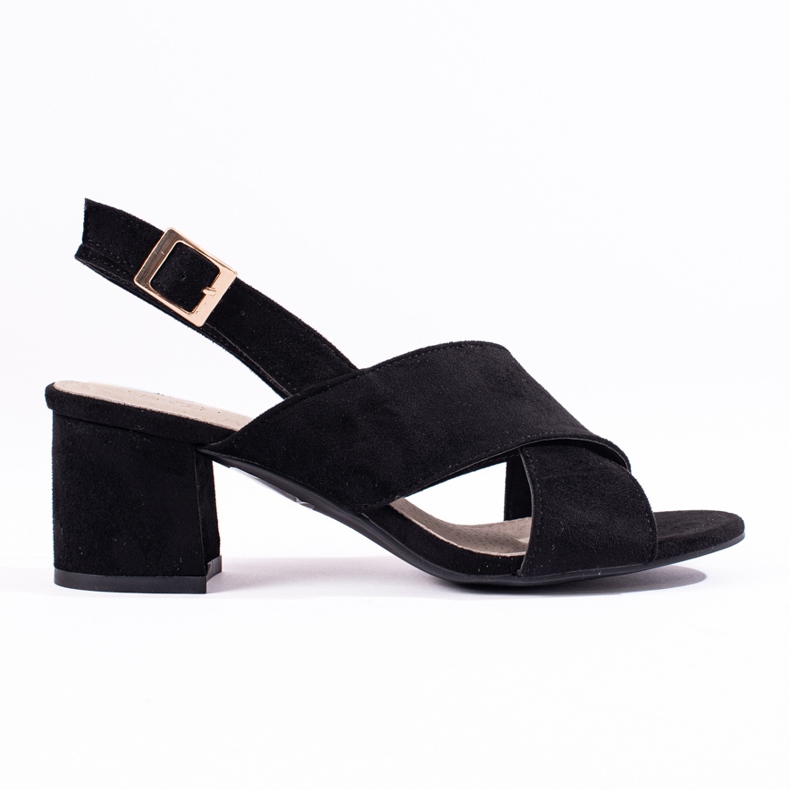 Sandales à talons en daim noir de Shelovet le noir