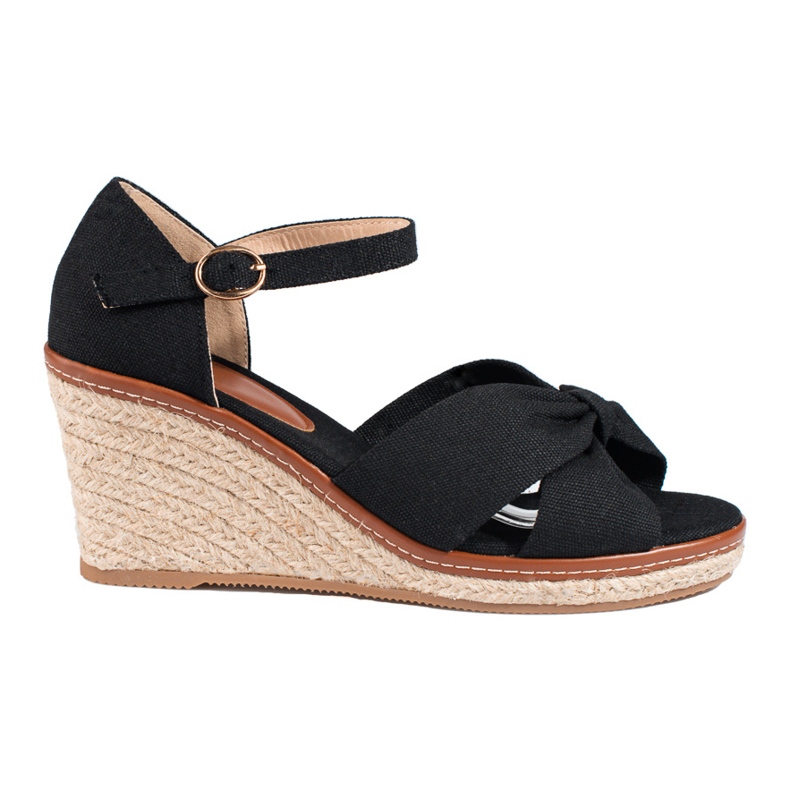 Sandales espadrilles compensées noires Shelovet le noir