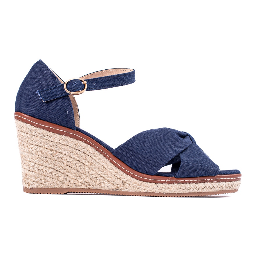 Mules Compensées Compensé Bleu Espadrille Compensées Cuir Mules