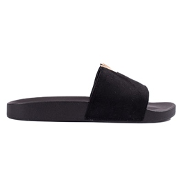 Chaussons Shelovet classiques en daim noir pour femmes le noir