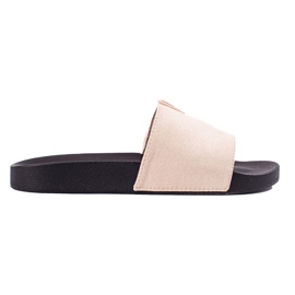 Chaussons femme en daim beige Shelovet