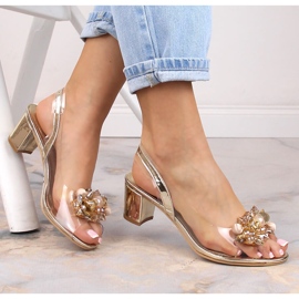 2014-5 Sandales Transparentes pour Femme avec Perles Or Sabatina 2014-5 doré