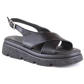 Sandales plates-formes noires pour femmes Jezzi 5473 le noir
