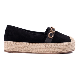 Espadrilles pour femmes sur la plate-forme Shelovet en daim noir le noir