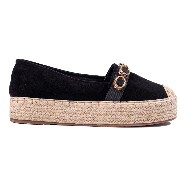 Espadrilles pour femmes sur la plate-forme Shelovet en daim noir le noir