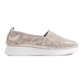 Chaussures ajourées en cuir doré Shelovet d'or