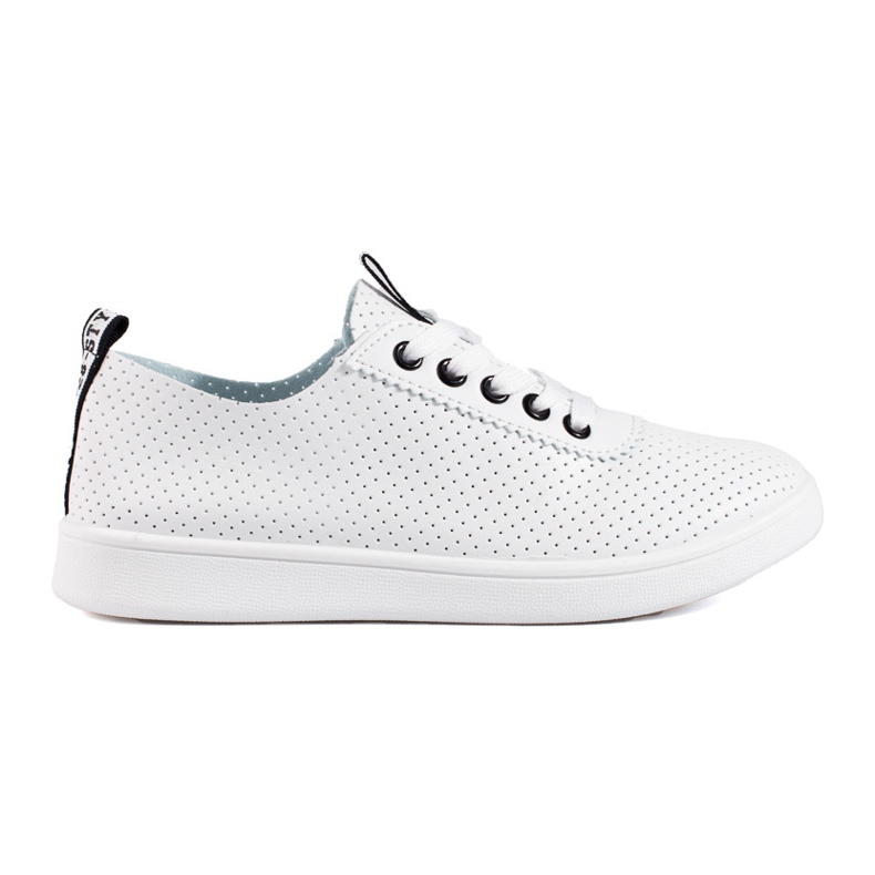 Baskets femme Shelovet blanches ajourées le noir