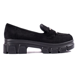 Mocassins en daim noir sur la plateforme Shelovet le noir