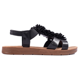 Sandales femme noires à fleurs Shelovet
