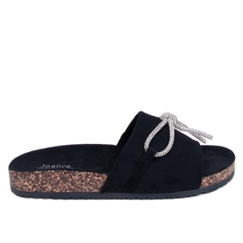BM Claquettes en liège avec strass Dietz Noir le noir