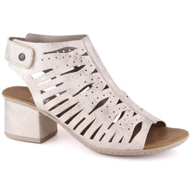 Sandales confortables à talons ajourés Rieker 64676-60 argent