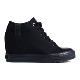 Baskets noires pour femme avec semelle compensée Big Star cachée LL274034 le noir