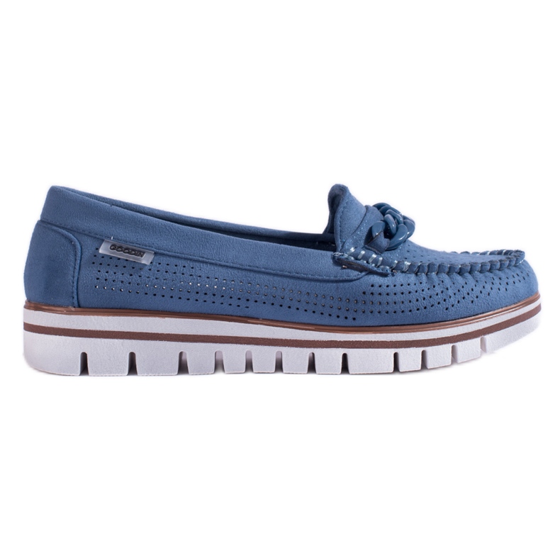 Mocassins femme en daim ajouré bleu marine Shelovet Mocassins femme en daim ajouré bleu marine Shelovet