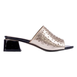 Chaussons femme dorés ajourés à talon bas Shelvt d'or