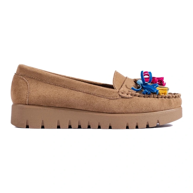 W. Potocki Mocassins bohèmes en daim à pompons Potocki beige