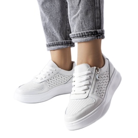 Chaussures en cuir blanc décorées d'une fermeture éclair Jezzi