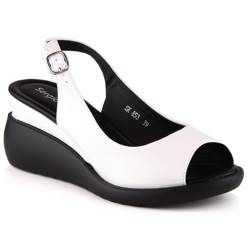 Sandales féminines sur coin Sergio Leone SK853 White blanche