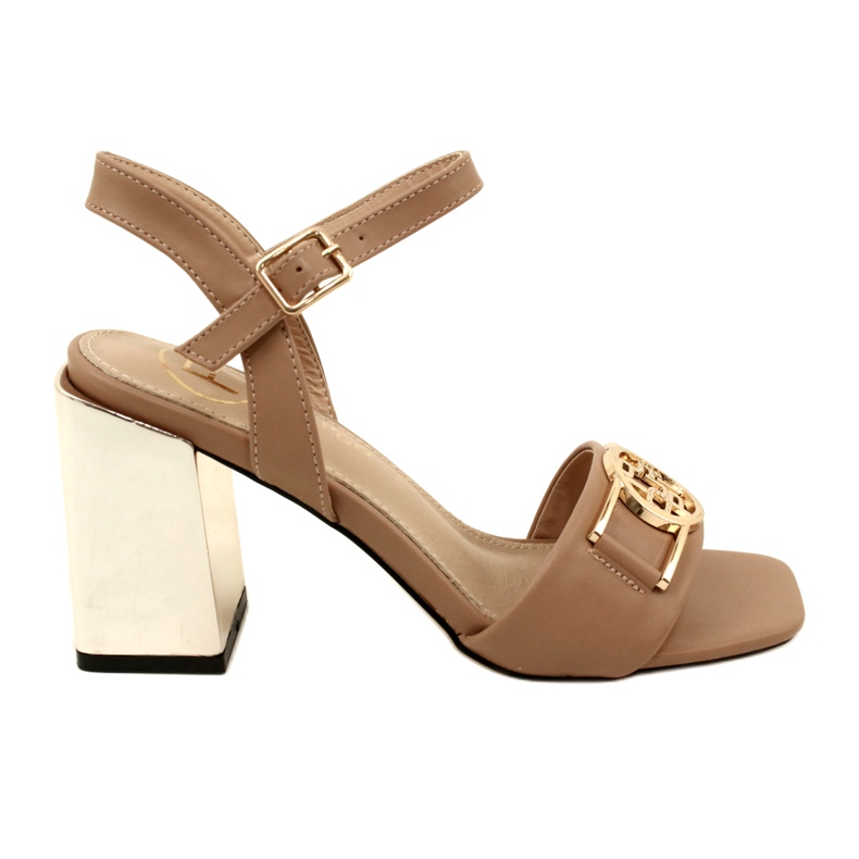 Filippo Sandales féminines sur un poteau doré avec un ornement DS4502 Beige