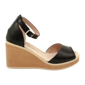 Filippo DS4507 BK Sandales compensées en cuir Noir