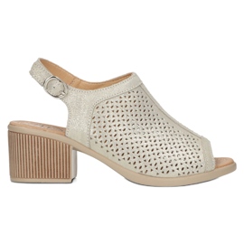 Sandales en cuir ajouré Filippo beige/or DS4475 doré