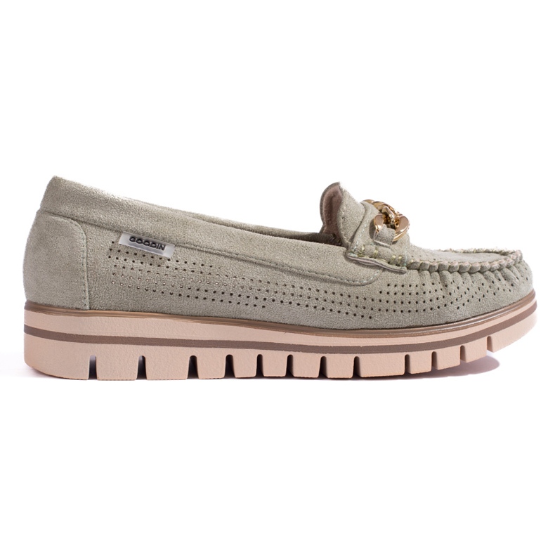 Mocassins en daim ajourés verts pour femmes de Shelovet