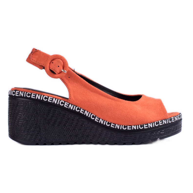 Sandales compensées orange de Shelovet