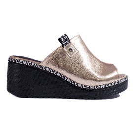 Chaussons compensés dorés Shelovet femme d'or Chaussons compensés dorés Shelovet femme d'or