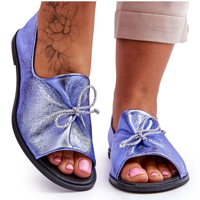 Ballerines en Cuir pour Femme Nicole 2660/066 Bleu