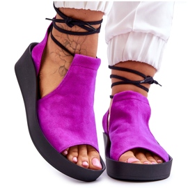 Sandales Compensées en Daim Nicole 2743/067 Fuchsia rose