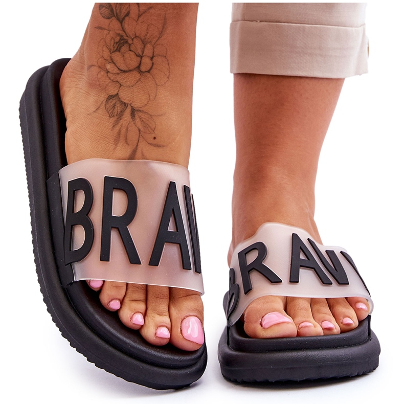 Vinceza Chaussons Plateforme Femme Noir Brave le noir