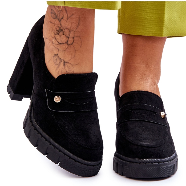 Vinceza Chaussures à talons hauts en daim élégantes noires Mintore le noir