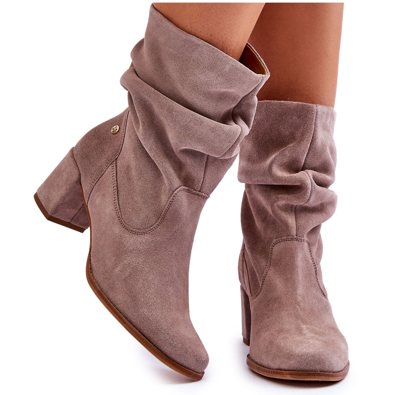 Bottines à Enfiler en Daim Maciejka 06005-10 Beige Foncé