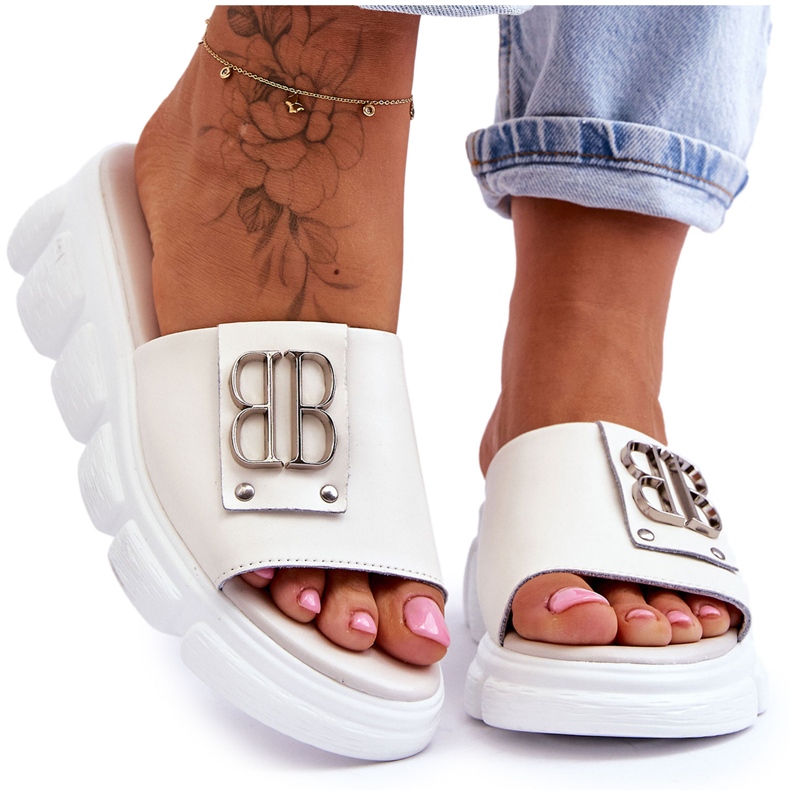 Vinceza Pantoufles à plateforme pour femmes avec décoration Monroe beige