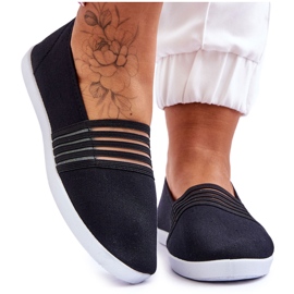 S.Barski Baskets à enfiler en textile pour femmes Noir Lilis