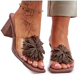 Chaussons à Talons Hauts Transparents à la Mode S.Barski KV-AP658-1 Marron brun