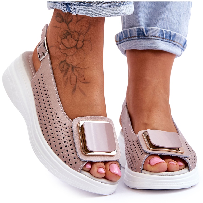 Sandales Cuir Ajouré S.Barski BN291 Rose