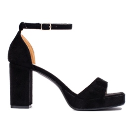 W. Potocki Sandales noires à talons Potocki