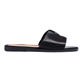 Claquettes classiques noires en cuir écologique Shelovet