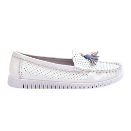 Mocassins Femme Cuir Ajouré Blanc Lanzarot