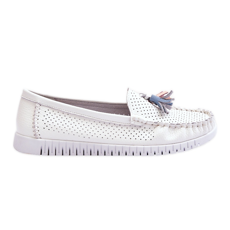 Mocassins Femme Cuir Ajouré Blanc Lanzarot blanche