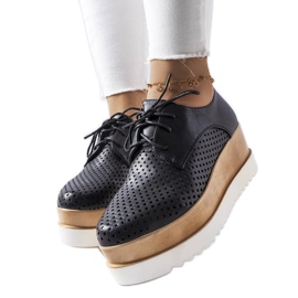 Chaussures compensées ajourées noires Laurent