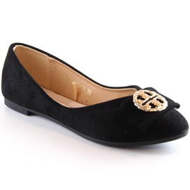 Ballerines noires à petit talon en daim pour femme Potocki BB23004